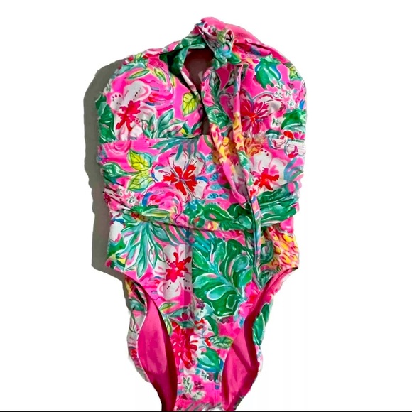 NWT Lilly Pulitzer Ledger Journey To Jungle Floral Halter One Piece Swimsuit - Picture 2 of 8